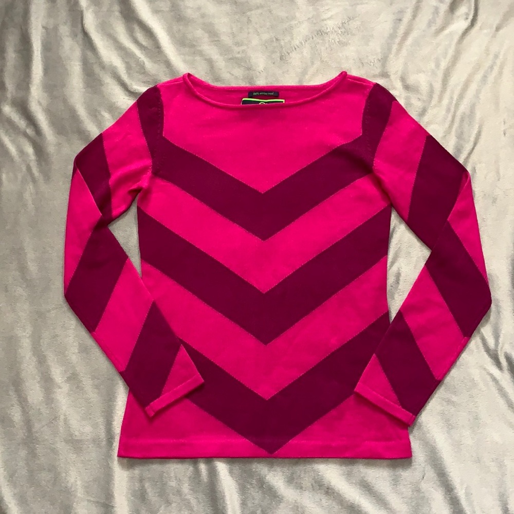 C. Wonder, Pink, Chevron, Merino Wool, Long Sleeve Sweater, Size Small